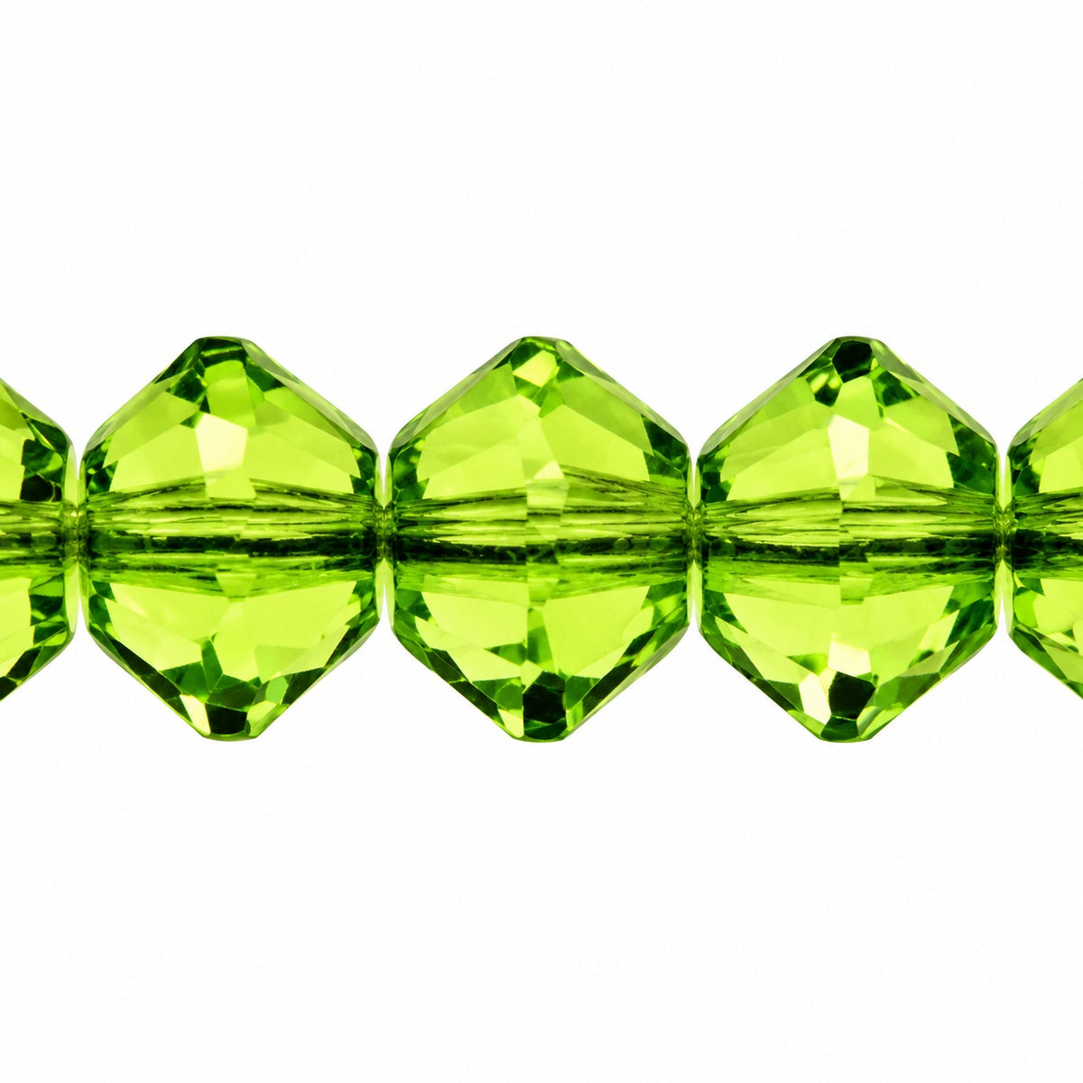 Special Cut Faceted Fire Polished Beads, Transparent Green (50400), Glass, Czech Republic