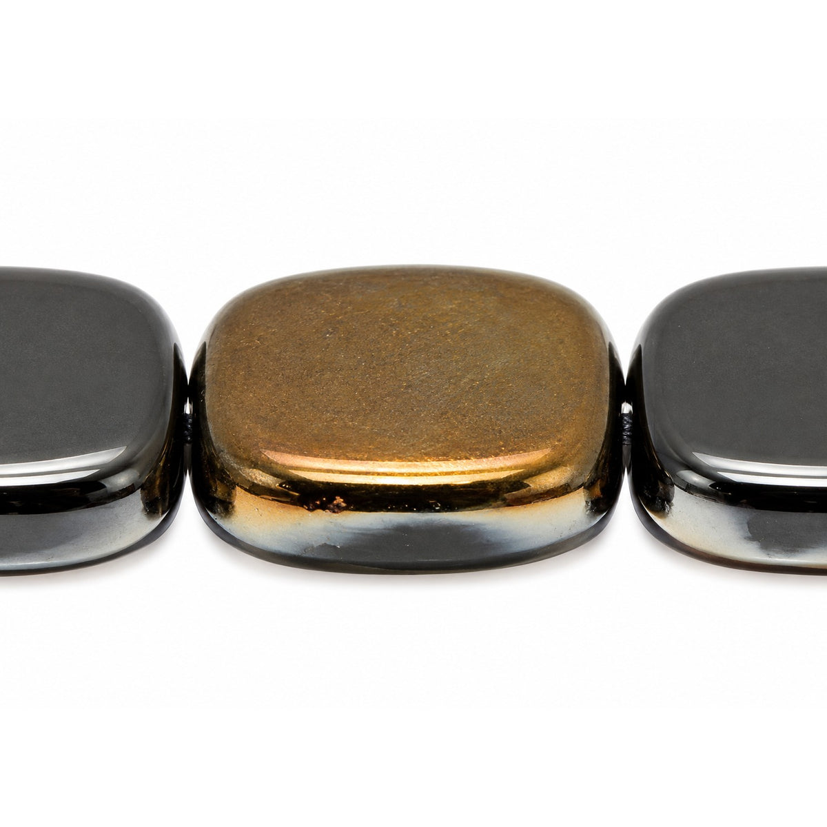 Shaped Pressed Beads, Black Crystal Bronze Capri (23980-22601), Glass, Czech Republic