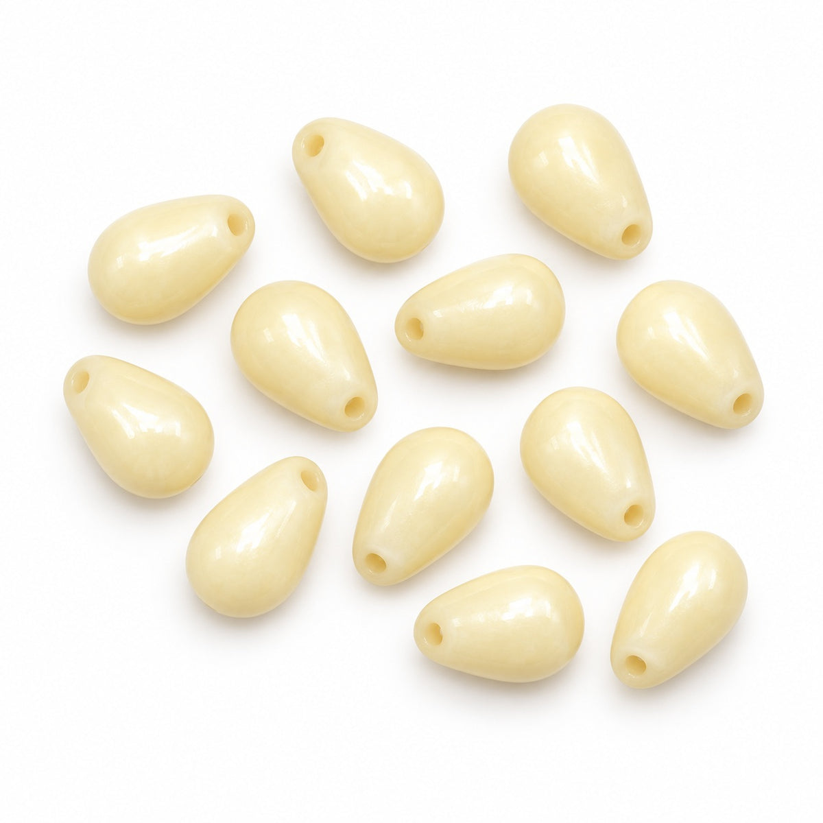 Drop Beads, Chalk White Luster Cream (03000-14401), Glass, Czech Republic