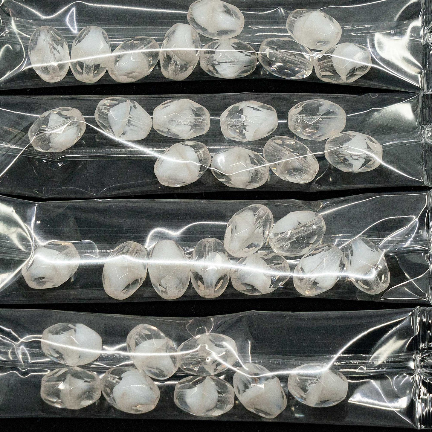 アウトレット 10グラム オーバルファセットビーズ、12 x 9 mm、ミックスクリスタルホワイト(06008)、ガラス、チェコ共和国