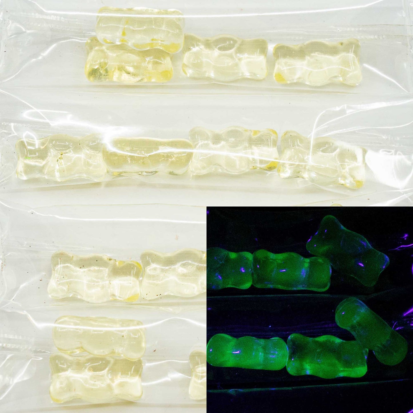 OUTLET 10 grams Gummy Bear Beads Without A Hole, 20 x 11 mm, Transparent Yellow (80120), Glass, Czech Republic