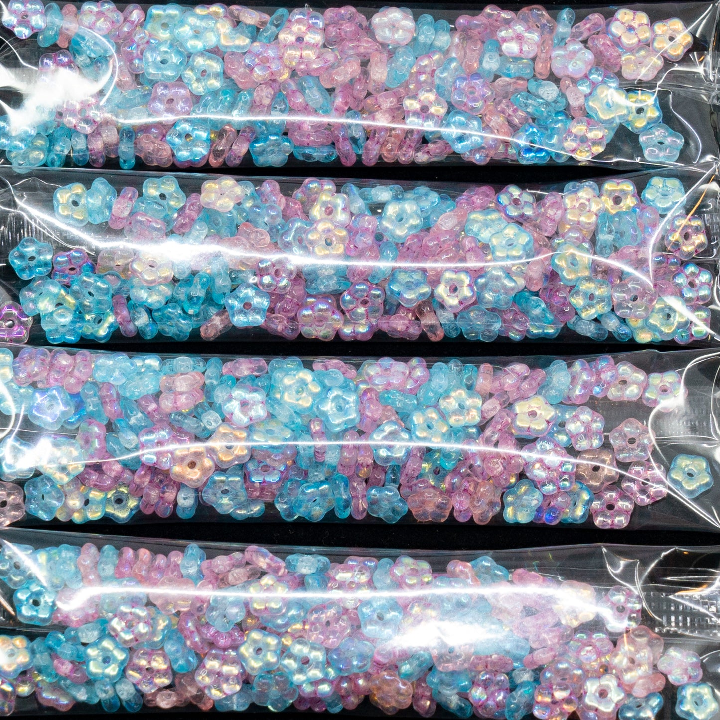 OUTLET 10 grams Forget Me Not Beads, 5 x 5 mm, Crystal Pastel Mixed Colors (00030-pastel-mix), Glass, Czech Republic