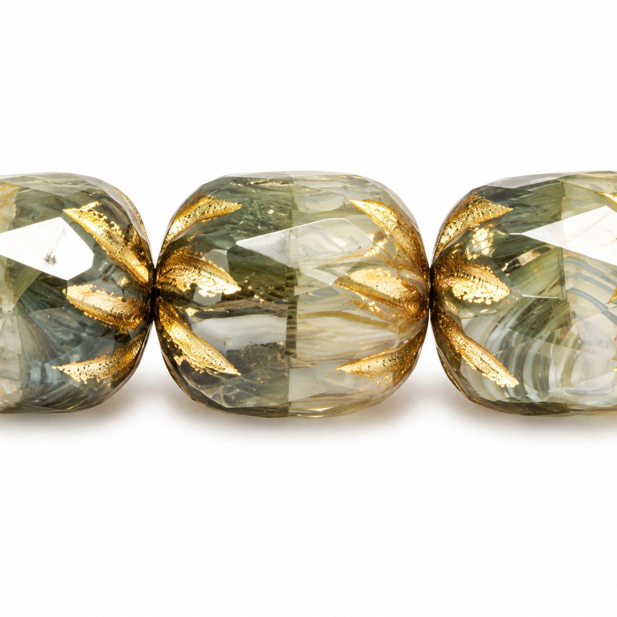 Fire Polished Faceted Cathedral Beads, X1102 Gold Lined (x1102-54202), Glass, Czech Republic