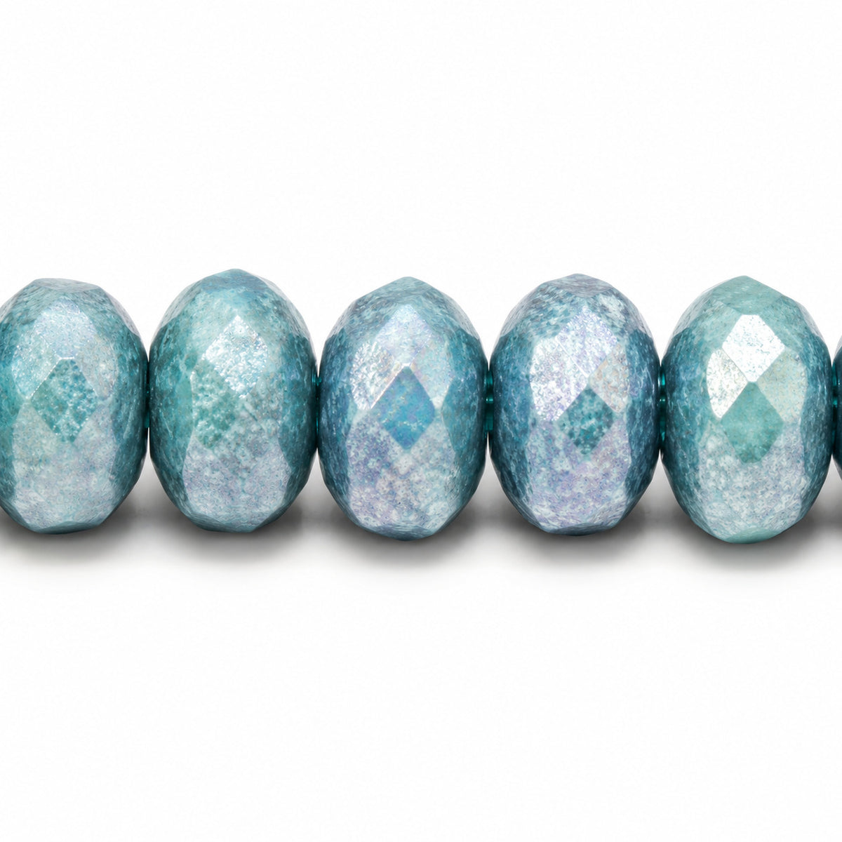 Special Cut Faceted Fire Polished Beads, Chalk White Luster Blue Full Coated (03000-14464), Glass, Czech Republic