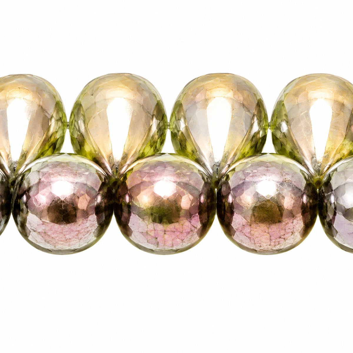 Drop Beads, Transparent Green Stain With Luster Blue (50200-65431), Glass, Czech Republic