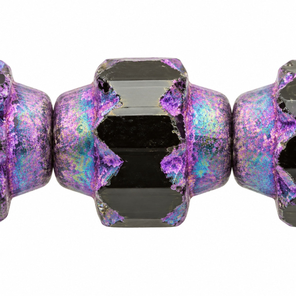 Faceted Special Cut Beads, Black 84510 Purple Lined (23980-84510-46420), Glass, Czech Republic