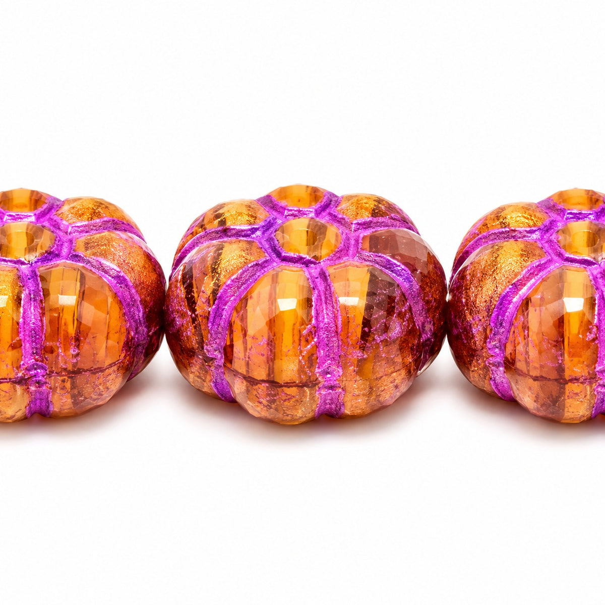 Flat Flower Beads, X1839 Purple Lined (x1839-46420), Glass, Czech Republic