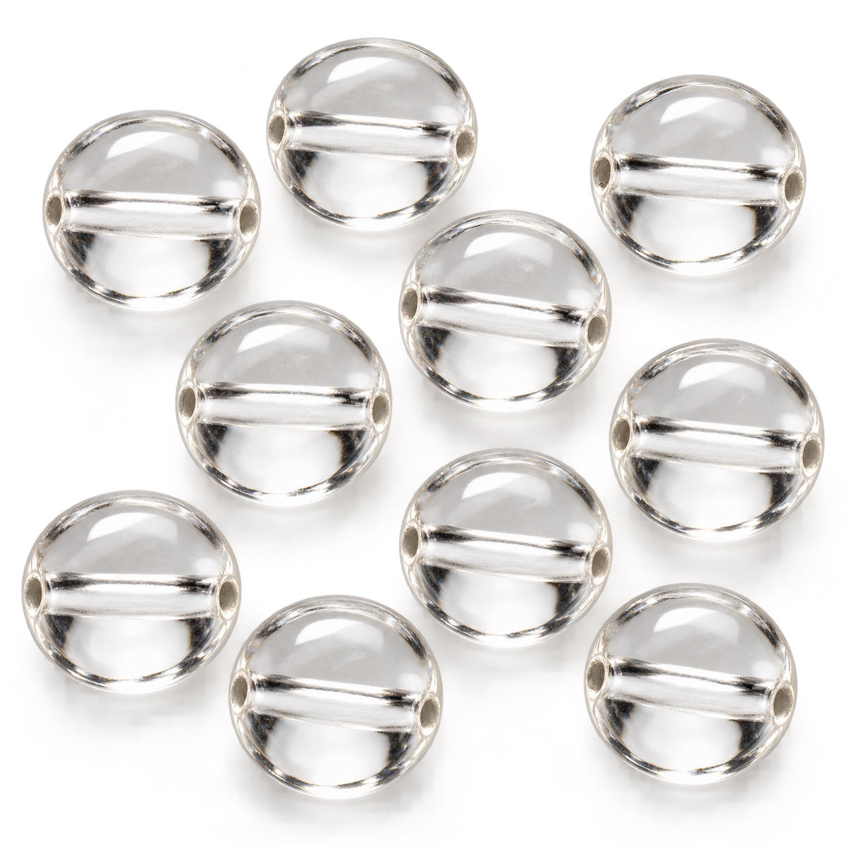 Flat Round Coin Beads, Crystal (00030), Glass, Czech Republic