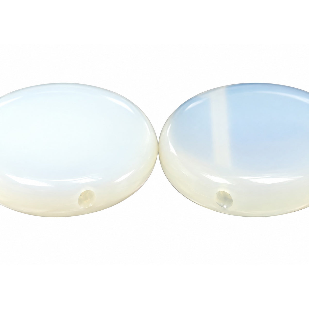 2-Hole Coin Beads, Opal White (1000), Glass, Czech Republic