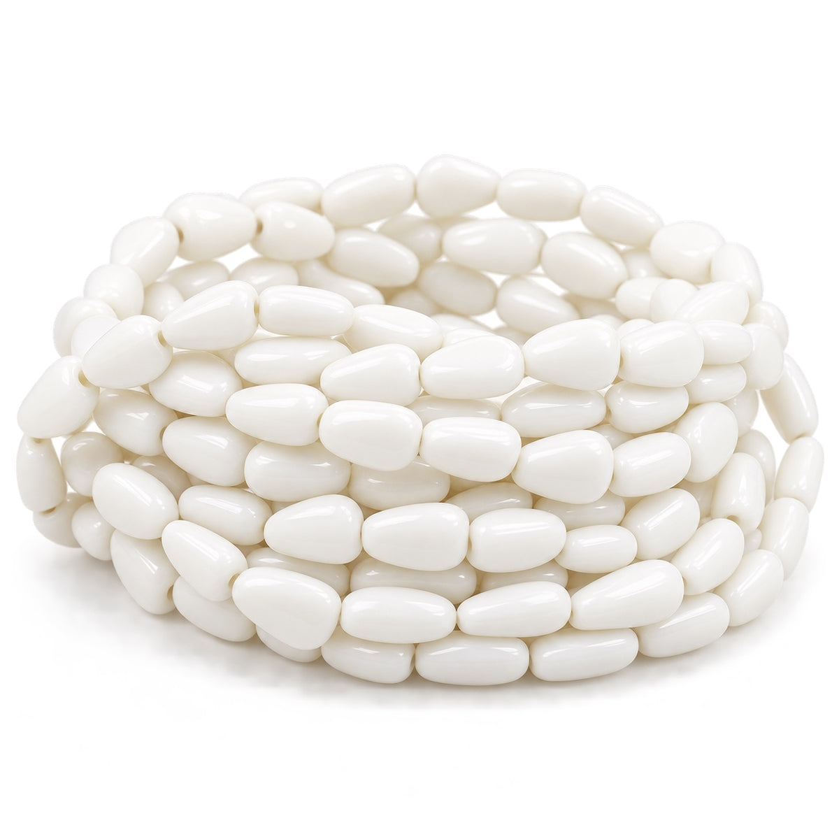 Flat Drop Beads, Chalk White (03000), Glass, Czech Republic
