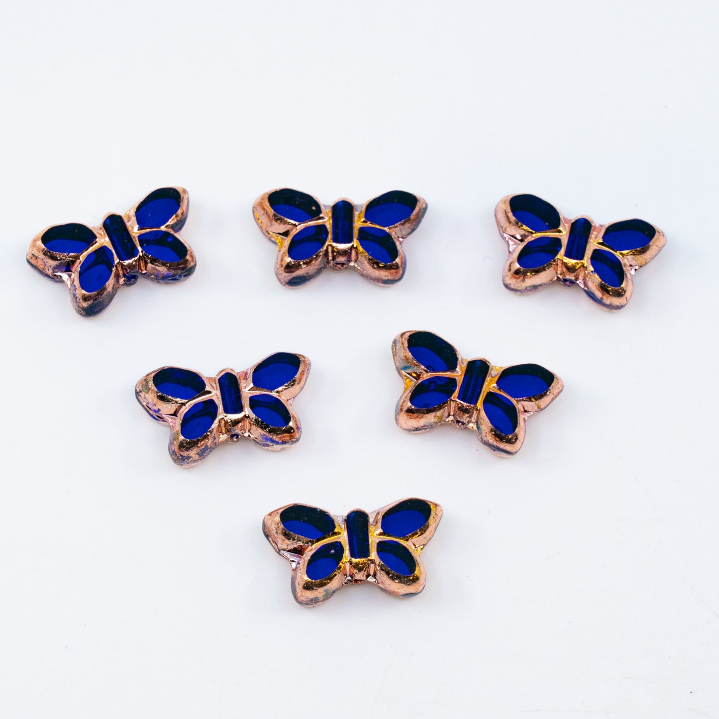 OUTLET 5 grams Table Cut Butterfly Beads, 20 x 12 mm, Transparent Blue Rose Gold Capri 2X (30080-27101-2x), Glass, Czech Republic