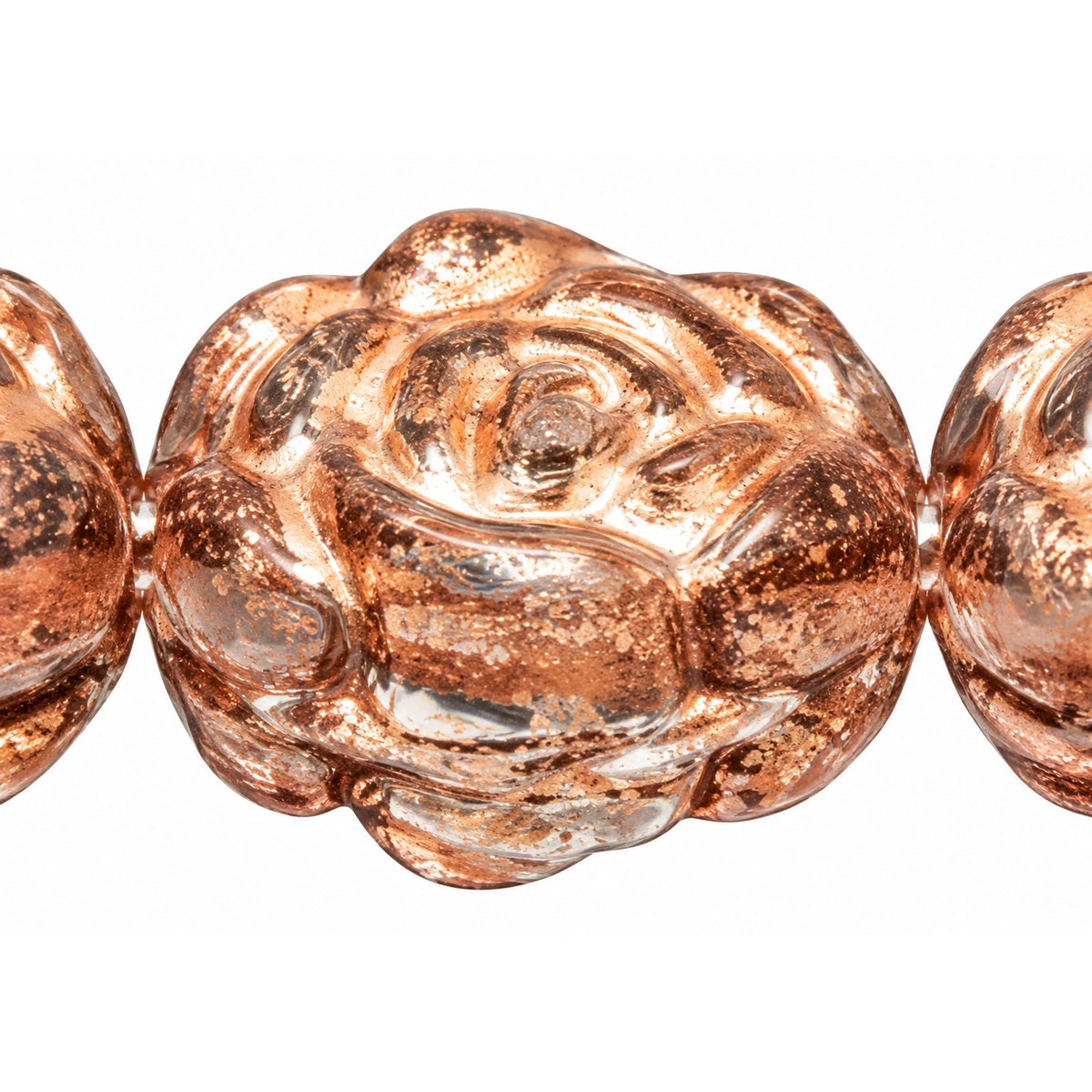Flat Rose Flower Beads, Crystal Copper Lined (00030-54307), Glass, Czech Republic