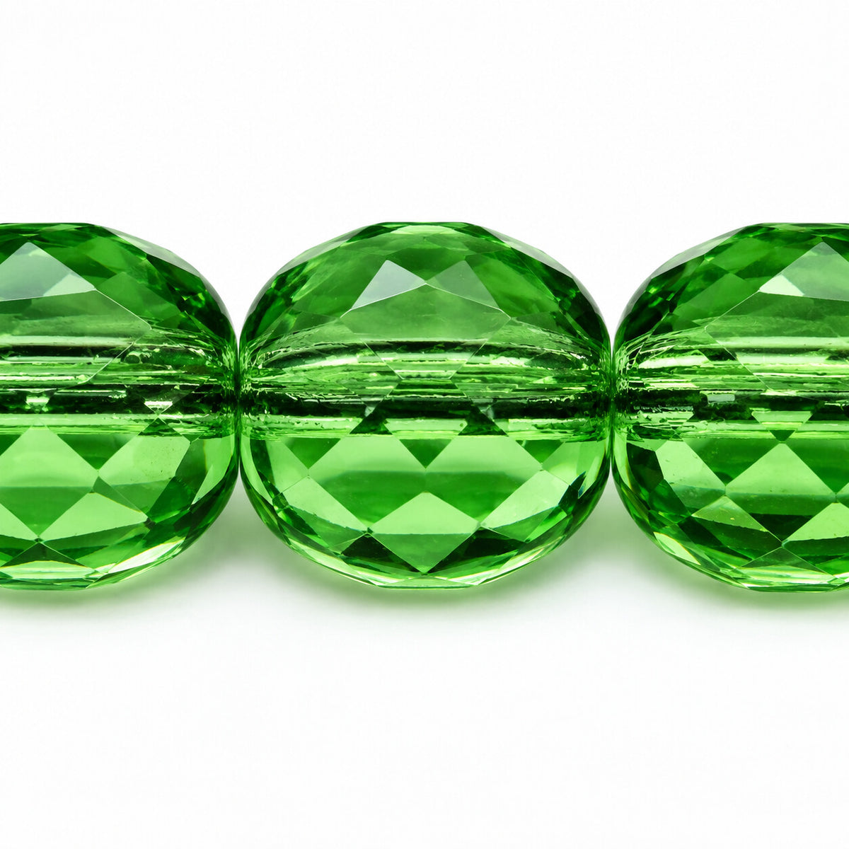 Faceted Special Cut Beads, Transparent Green (50510), Glass, Czech Republic