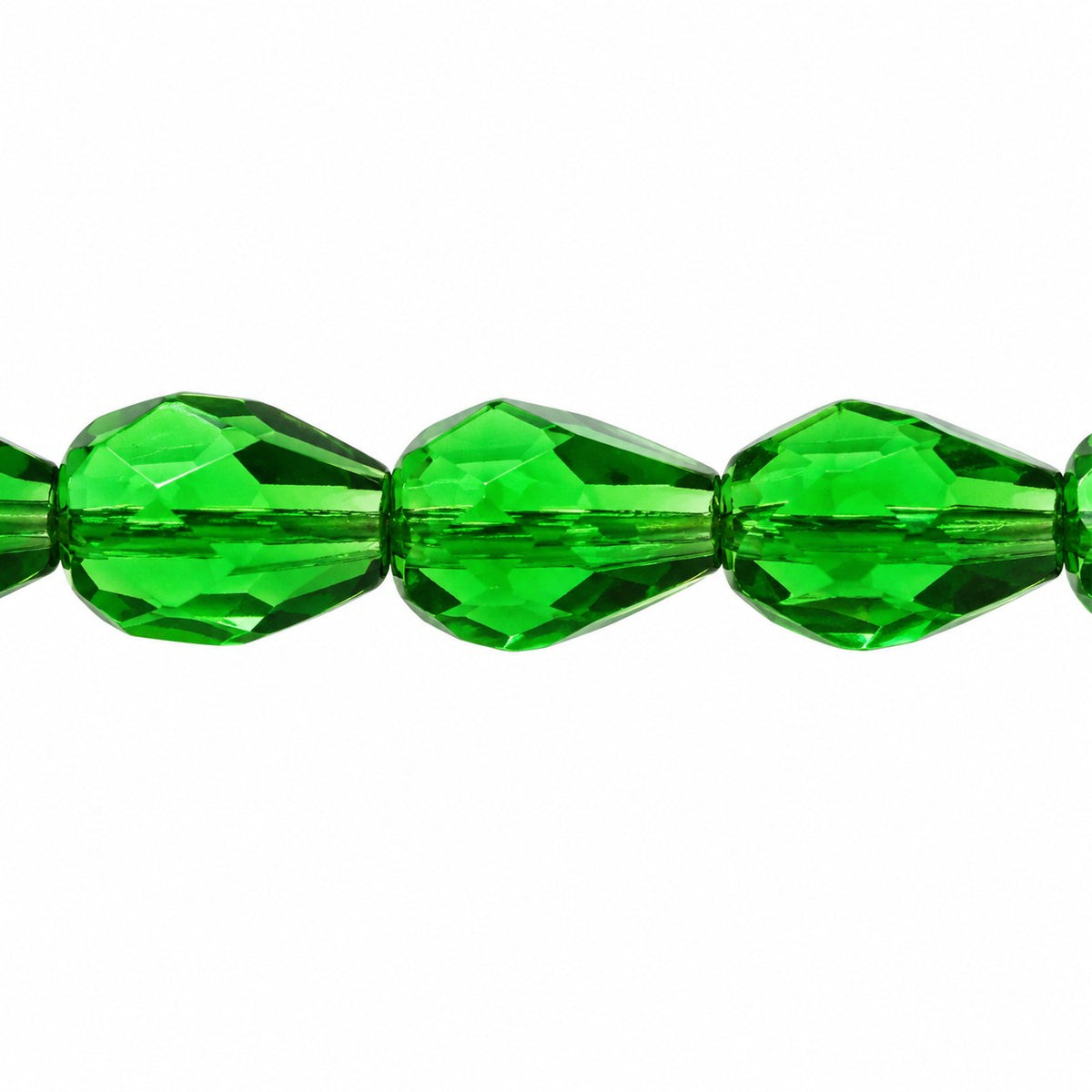 Faceted Fire Polished Beads Special Cut, Transparent Green (50050), Glass, Czech Republic