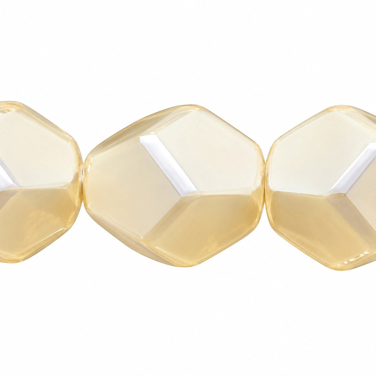 Fire Polished Faceted Stone-Like Beads Special Cut, Crystal White Pearl (00030-70402), Glass, Czech Republic