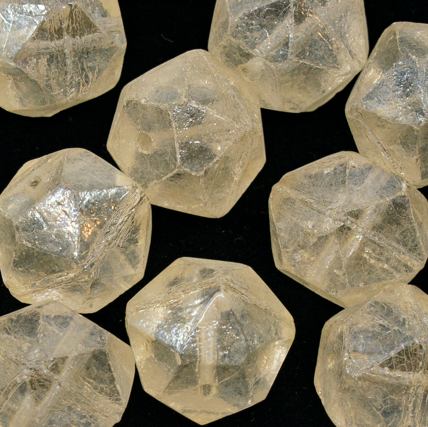 OUTLET 250g Rough English Cut Beads, 24 x 24 mm, Crystal Luster Yellow Full Coated (00030-14483), Glass, Czech Republic