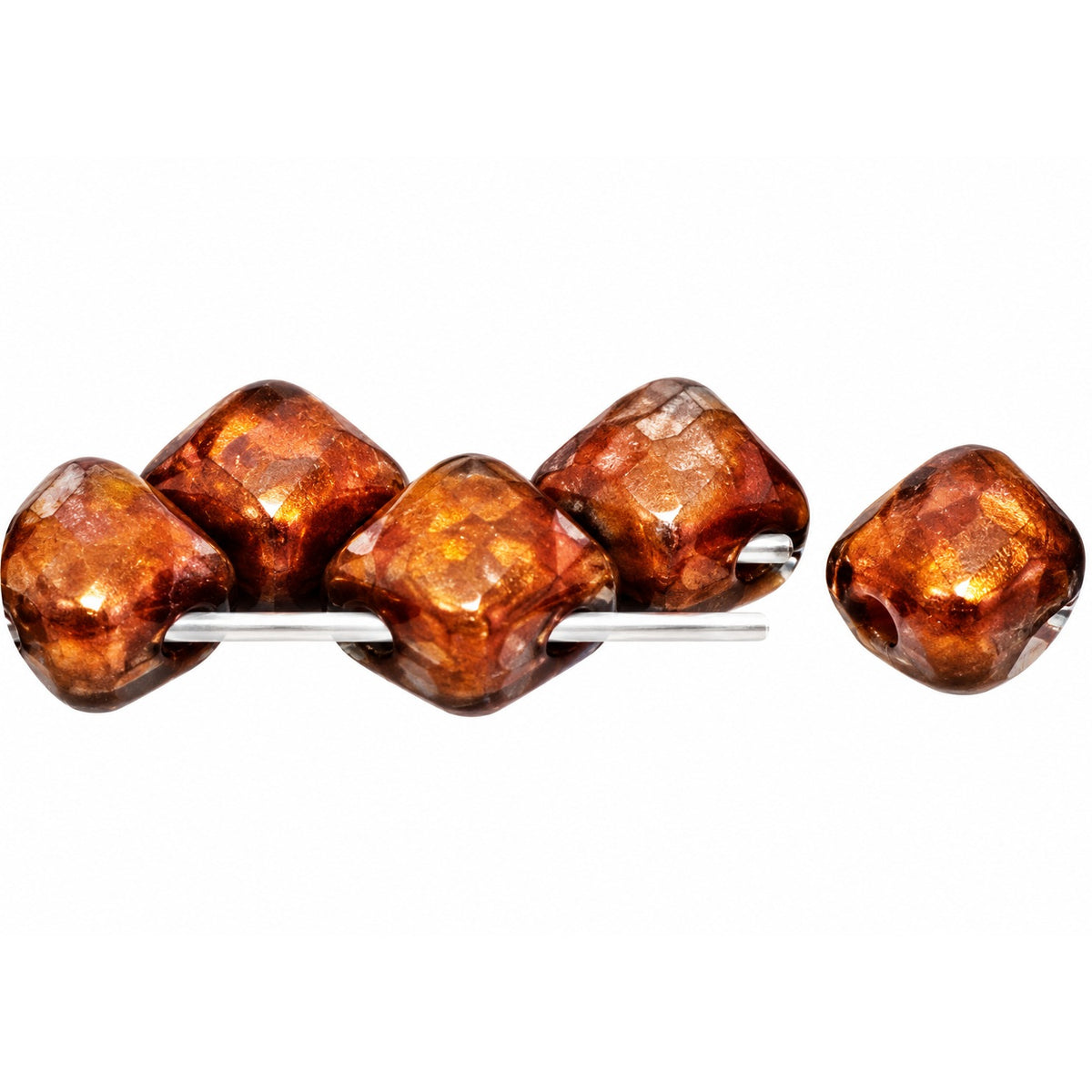 Silky 2-Hole Square Beads, Beige Stain Strong (13020-86805), Glass, Czech Republic