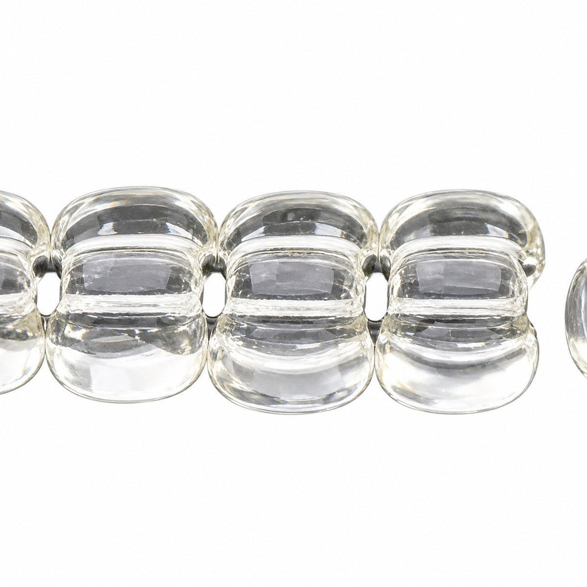 2-Hole Pressed Beads, Crystal (30), Glass, Czech Republic