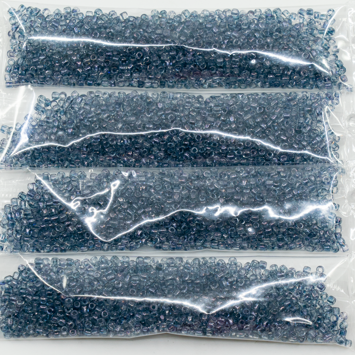 OUTLET 10 grams TOHO Round Seed Beads, 11/0, Transparent Crystal Blue Luster (#1-14464), Glass, Czech Republic