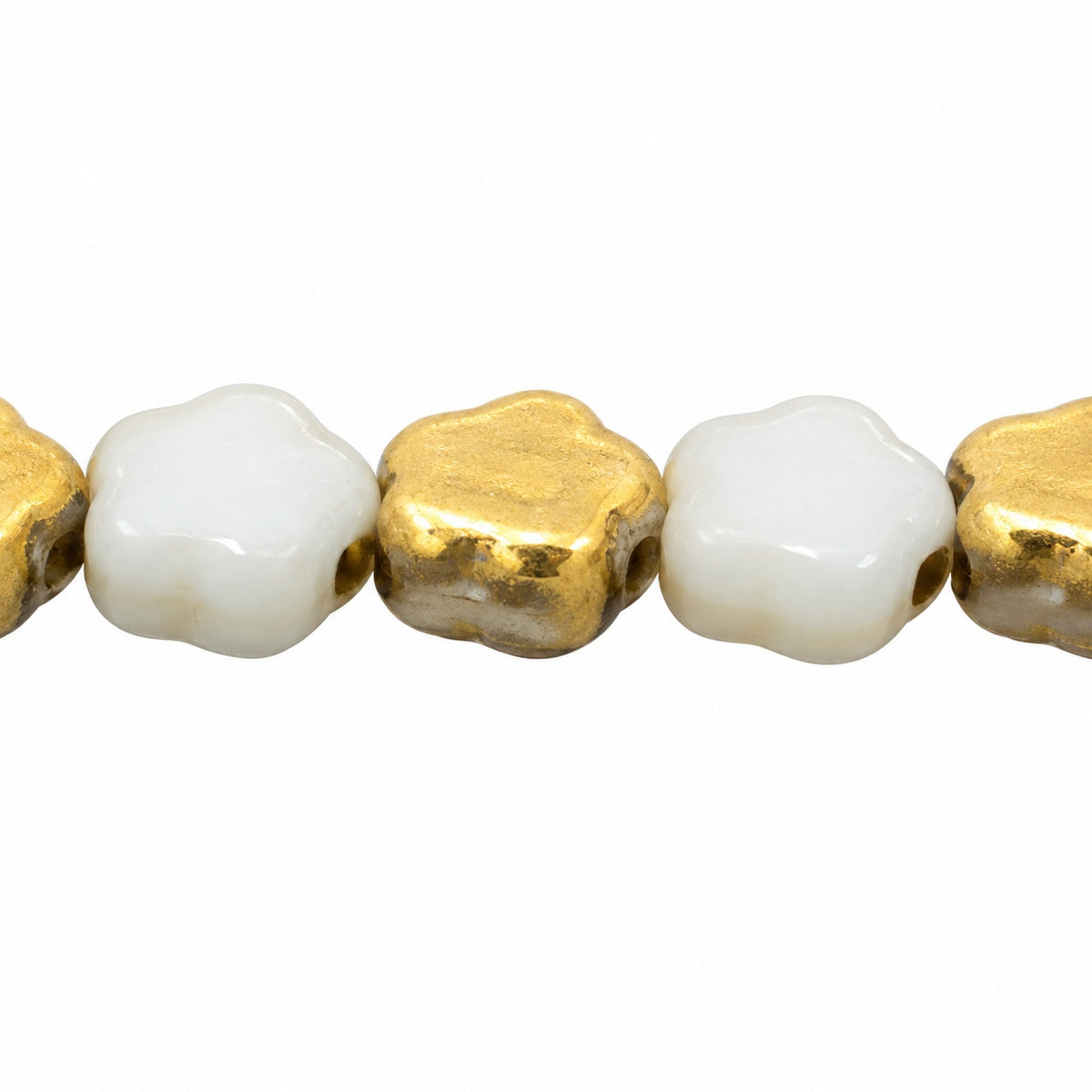 Sunset Flower Beads, White Gold (02010-26441), Glass, Czech Republic