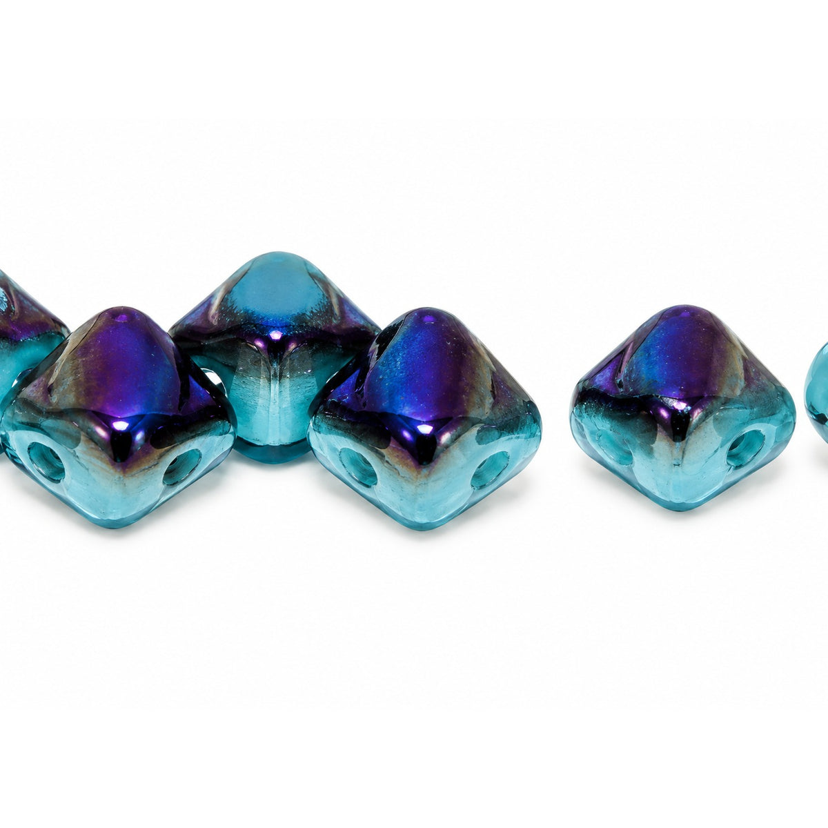 Silky 2-Hole Square Beads, Turquoise Blue 23101 (63030-23101), Glass, Czech Republic