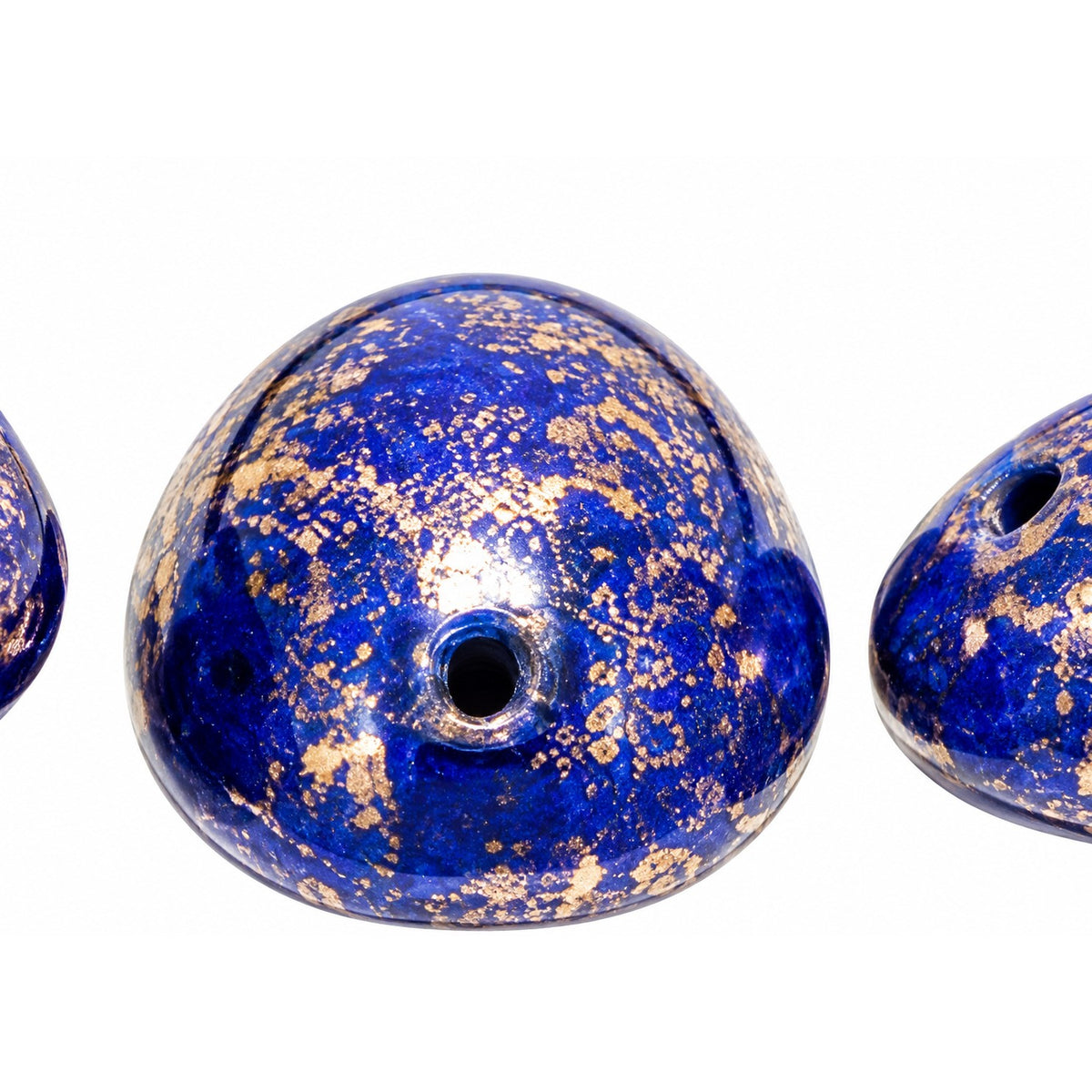 2-Hole Cab Beads, Opaque Blue Terracotta Copper (33050-15435), Glass, Czech Republic