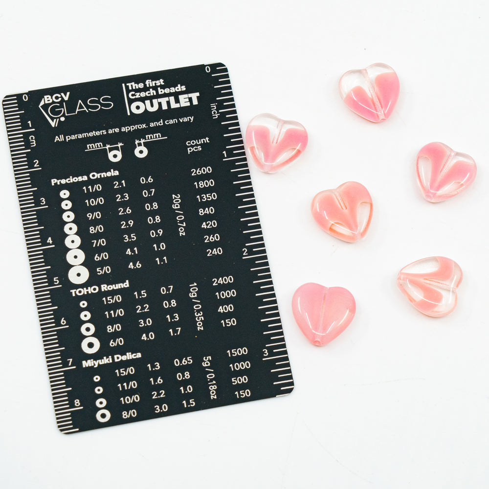 OUTLET 10 克心形珠子,16 x 15 毫米,粉红水晶(CRYSTAL-PINK),玻璃,捷克共和国