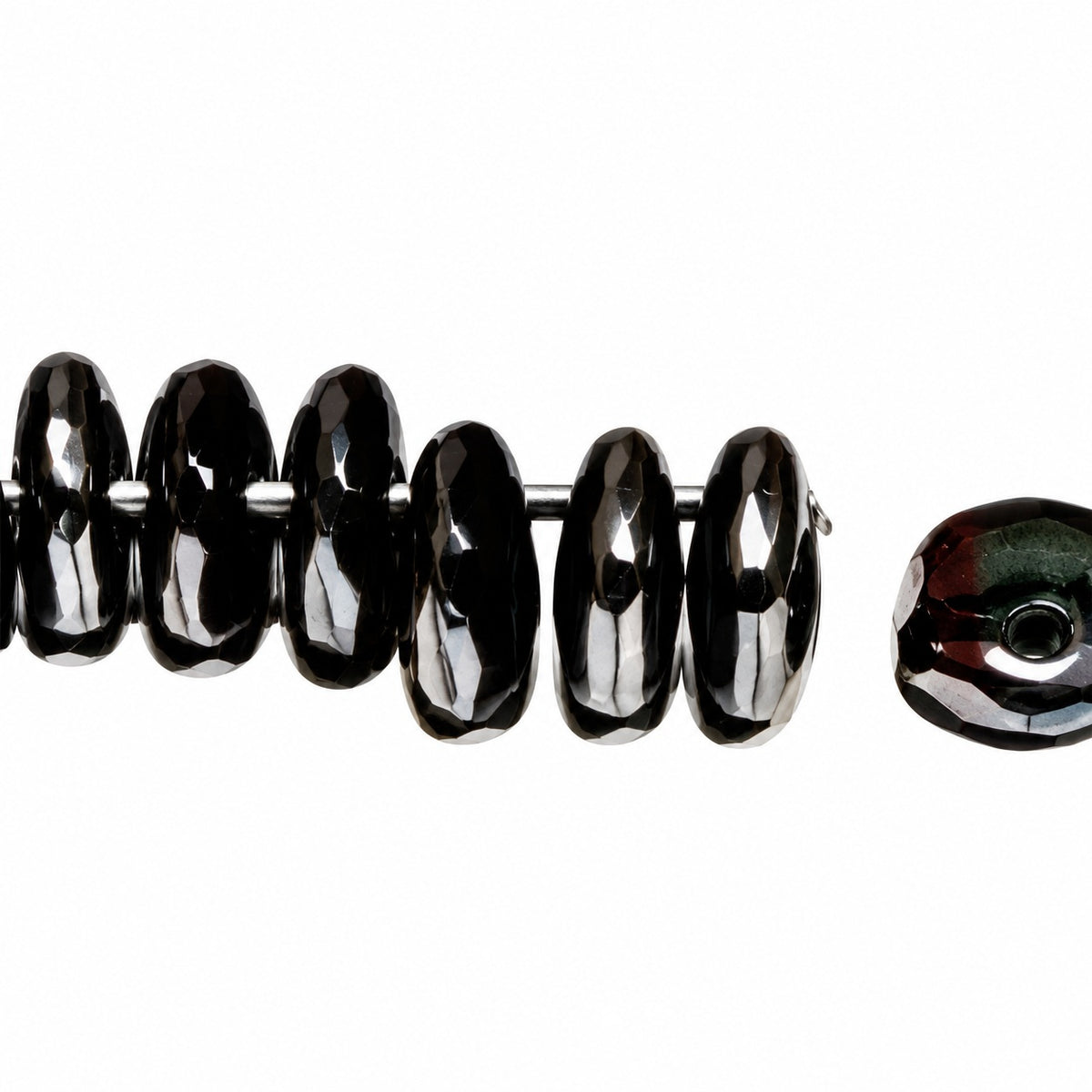 Lentil Round Beads, Black 23401 (23980-23401), Glass, Czech Republic
