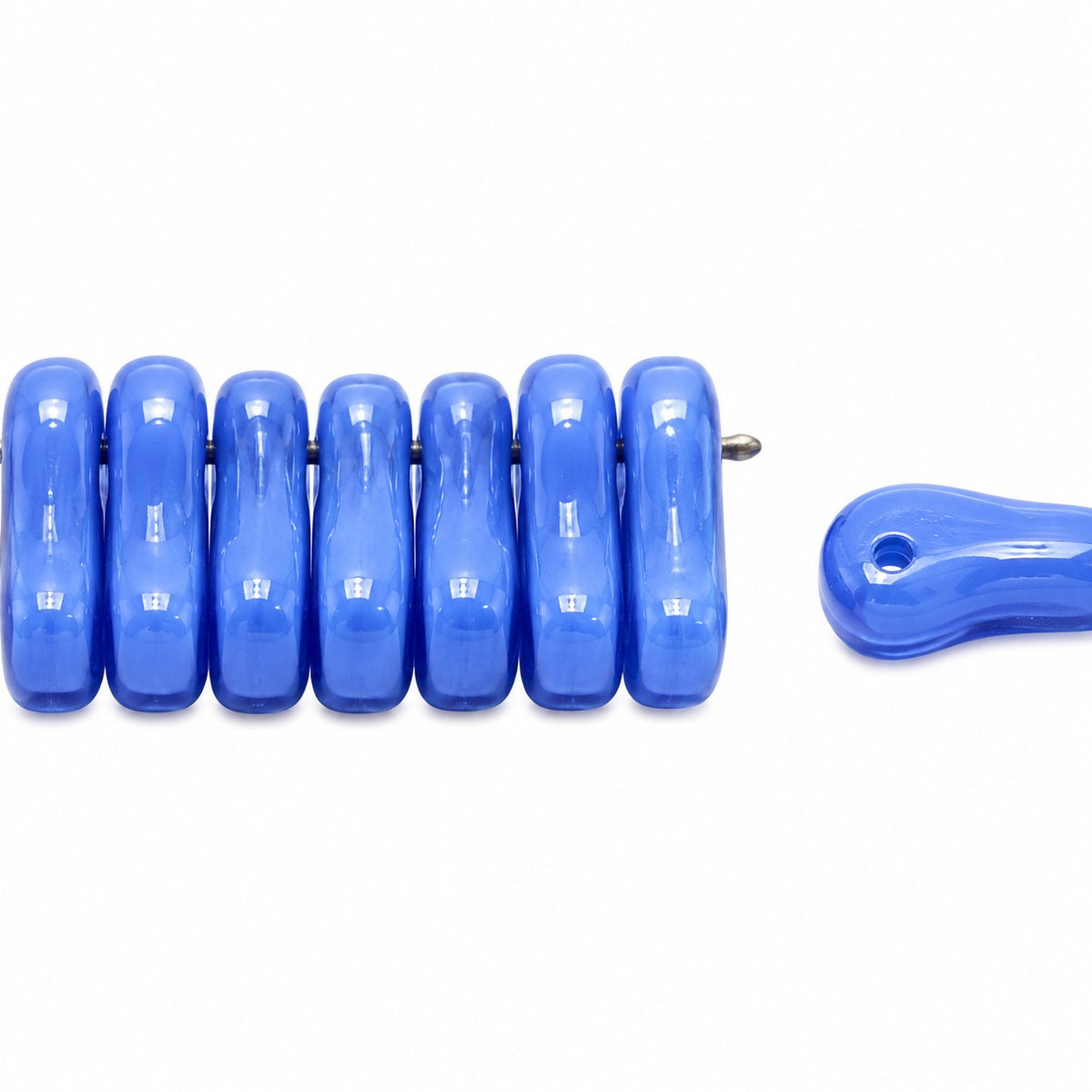 2-Hole Pressed Beads, Opaque Blue (33040), Glass, Czech Republic