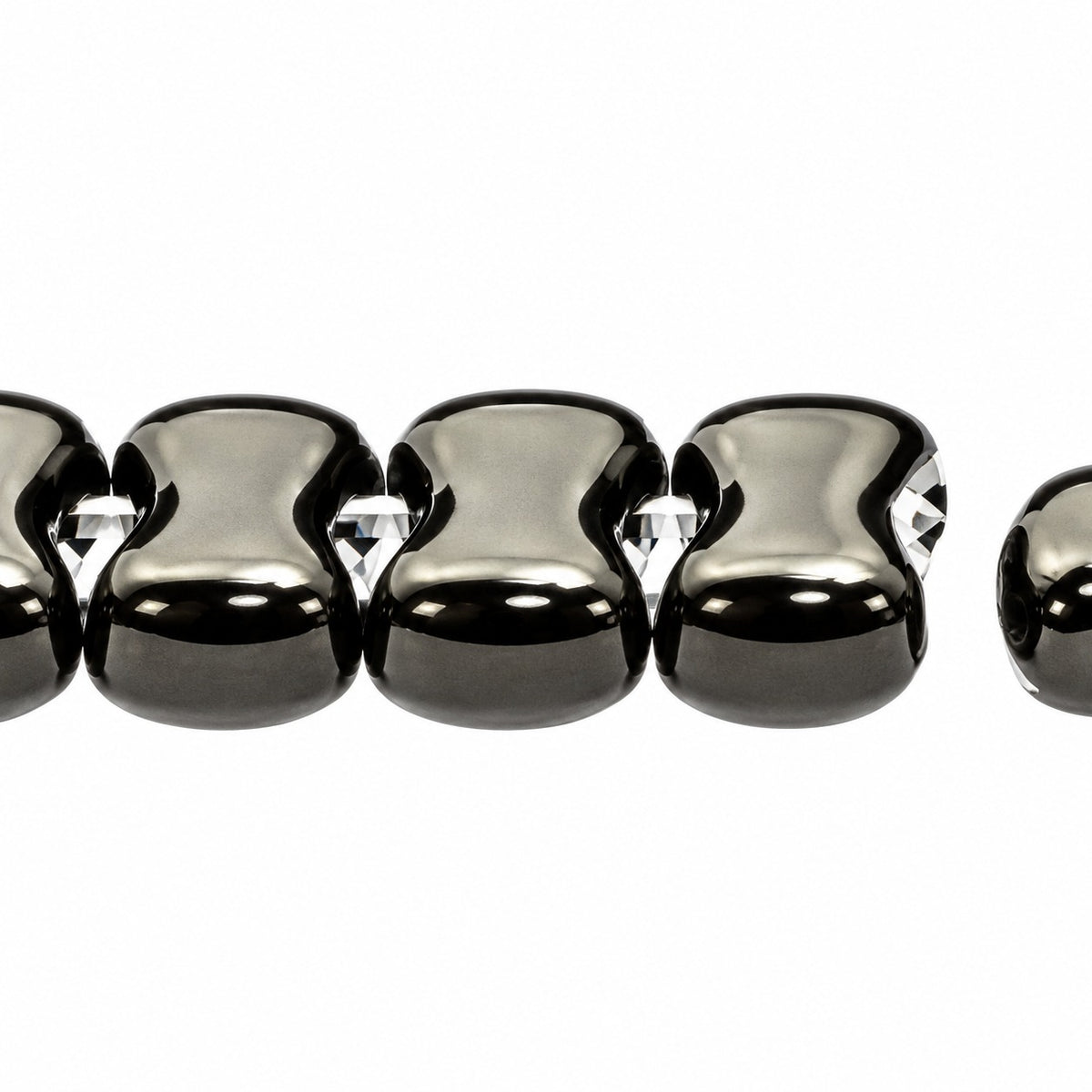 2-Hole Pressed Beads, Black (23980), Glass, Czech Republic