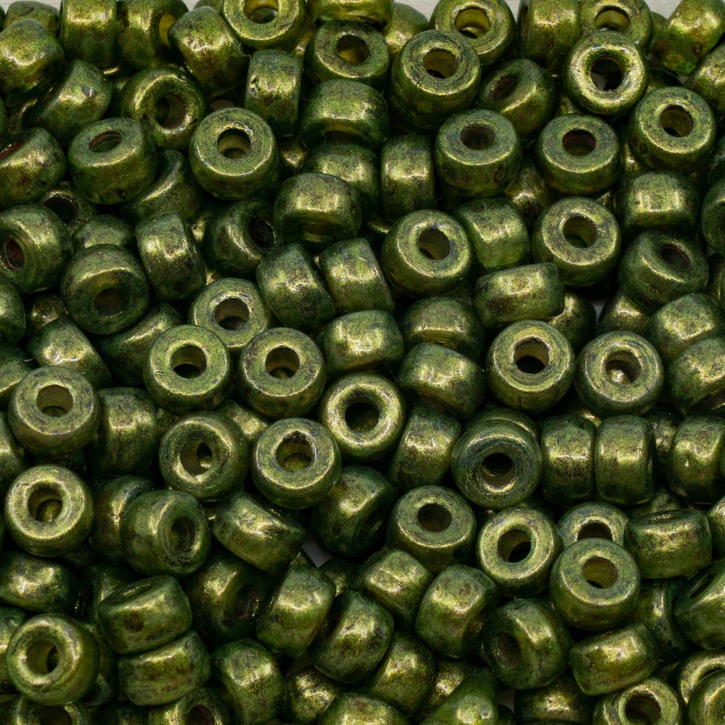 アウトレット 250g ポニーベーグルビーズ(大穴)、6 x 6 mm、クリスタルブラウンラスタースポット(00030-65328)、ガラス、チェコ共和国