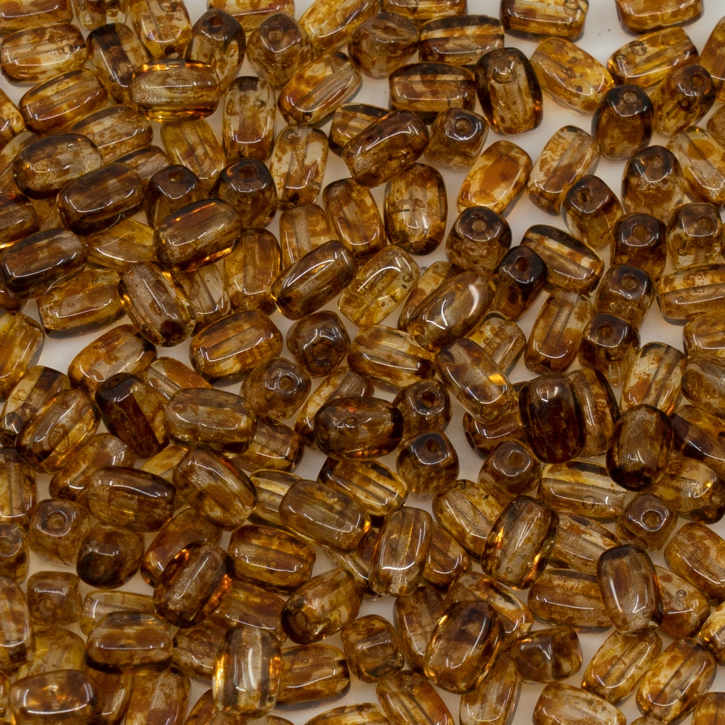 アウトレット 250g/50g オーバルビーズ、5 x 4 mm、クリスタルトラバーチン(00030-86800)、ガラス、チェコ共和国