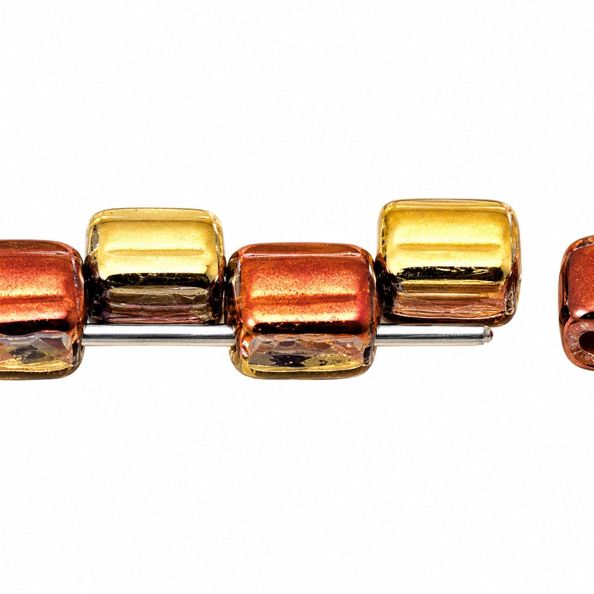 2-Hole Square Beads, Black 98542 (23980-98542), Glass, Czech Republic