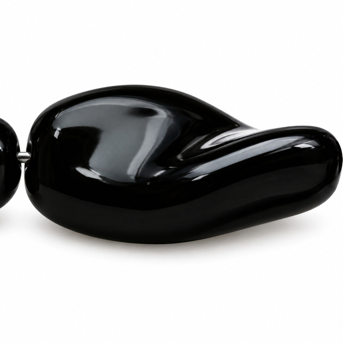 Curved Oval Beads, Black (23980), Glass, Czech Republic