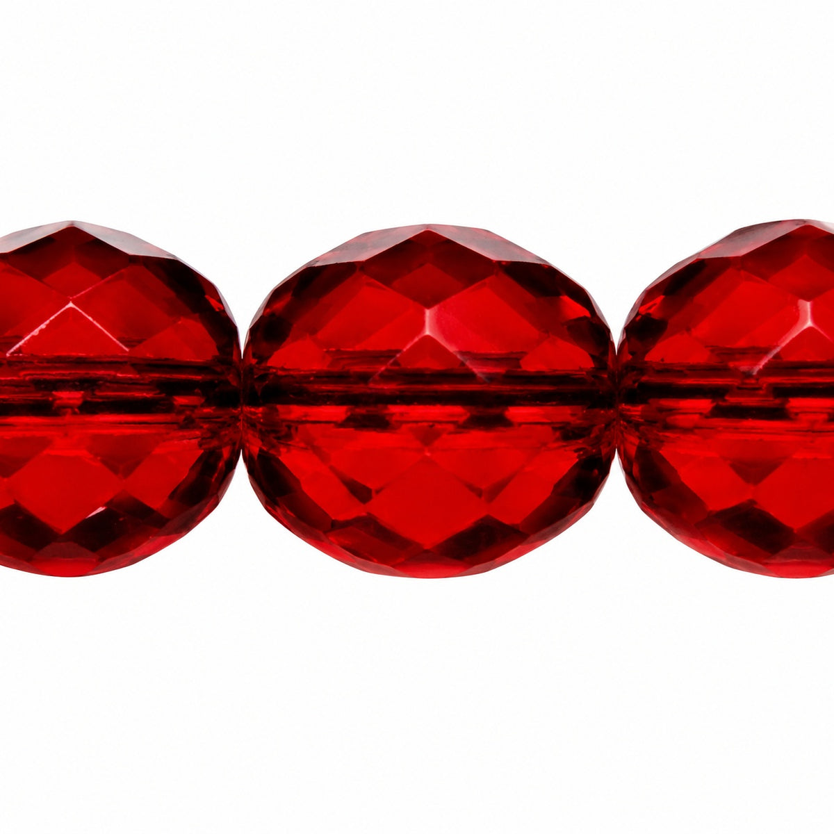 Faceted Round Fire Polished Beads, Transparent Red (90110), Glass, Czech Republic
