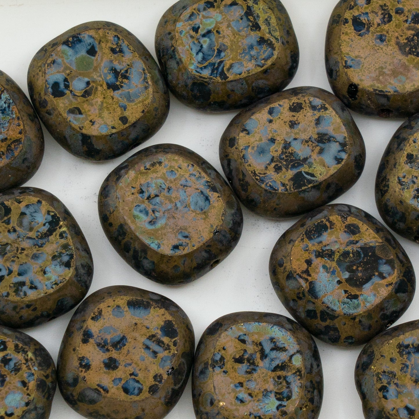 OUTLET 250g/50g Table Cut Round Candy Beads, 17 x 16 mm, Black Matte Senegal Violet (23980-84100-15695), Glass, Czech Republic