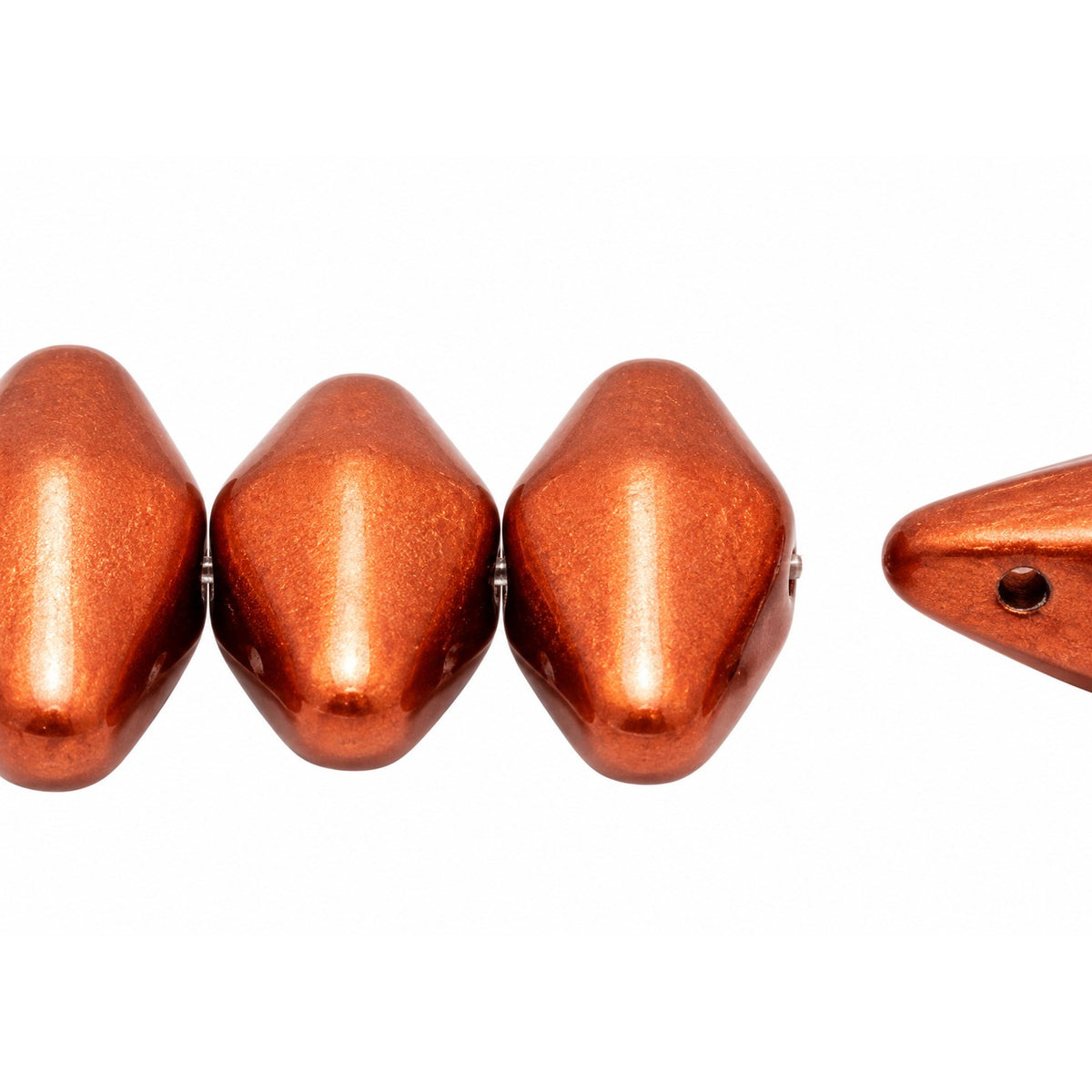 Oval Olive Beads, Chalk White Copper Matt (03000-01750), Glass, Czech Republic