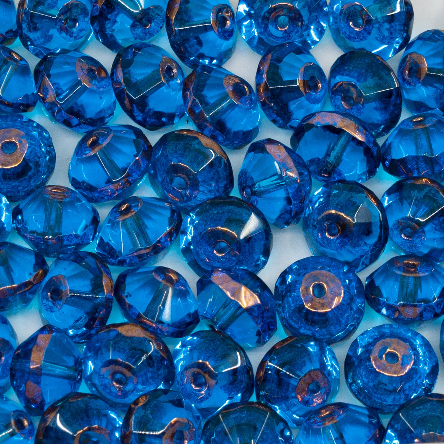 アウトレット 10グラム ファセットスペシャルカットビーズ、7 x 11 mm、アクアブロンズ(60030-14415)、ガラス、チェコ共和国