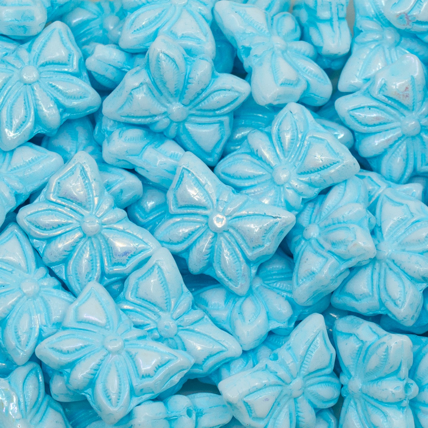 OUTLET 250g Butterfly Beads, 15 x 12 mm, White Ab Full (2X Side) Light Blue Lined (02010-28703-54308), Glass, Czech Republic