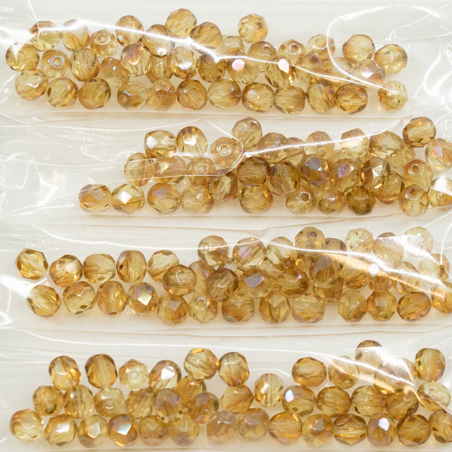 奥特莱斯 10 克多面圆形火抛光珠,6 x 6 毫米,透明黄色琥珀 (80130-22501),玻璃,捷克共和国