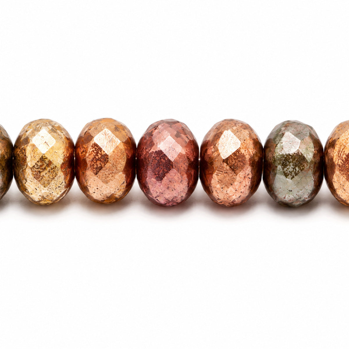 Special Cut Faceted Fire Polished Beads, Chalk White Violet Rainbow Metallic Iris (03000-01640), Glass, Czech Republic