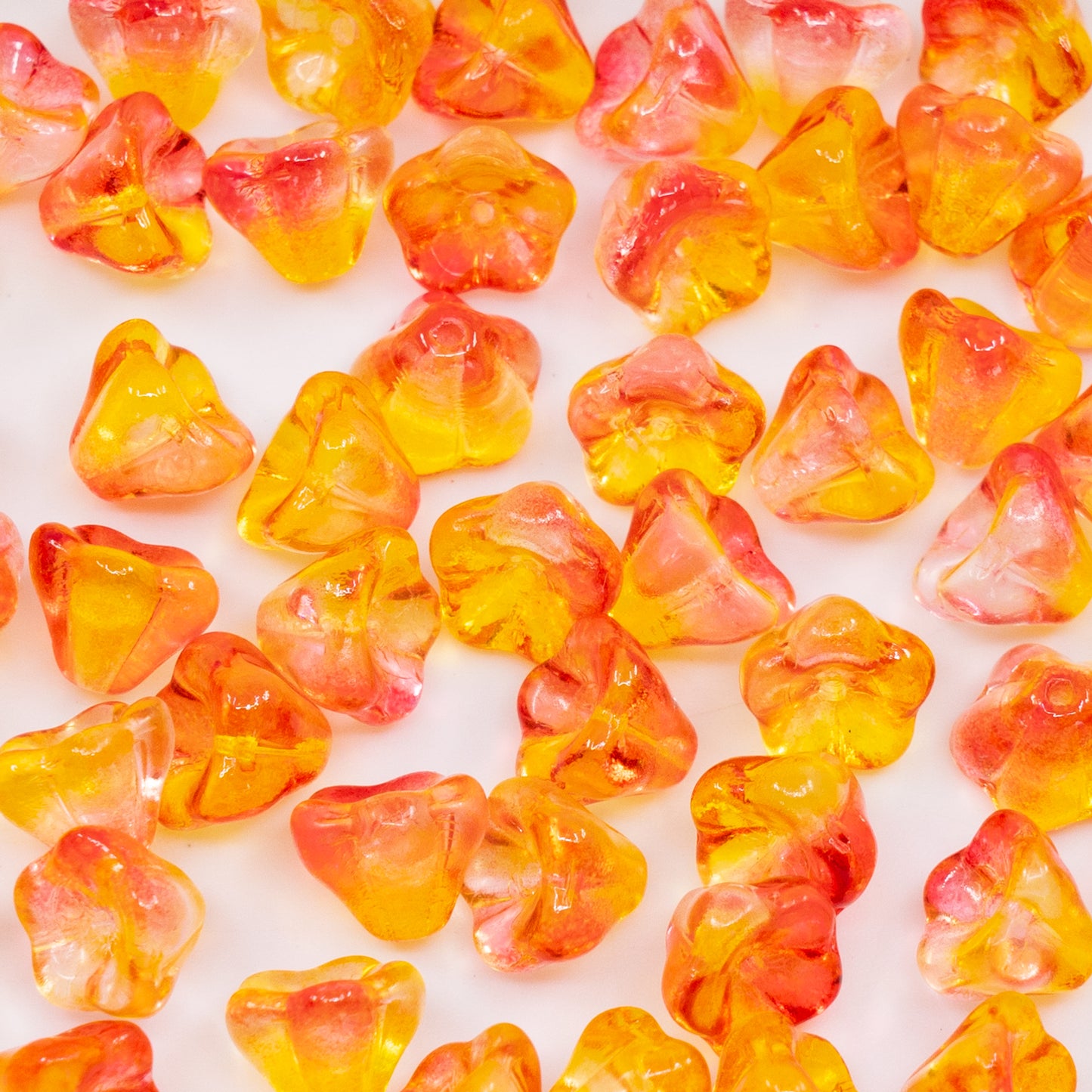 OUTLET 10 grams Bell Flower Beads, 6 x 8 mm, Crystal Red Orange (00030-48001), Glass, Czech Republic