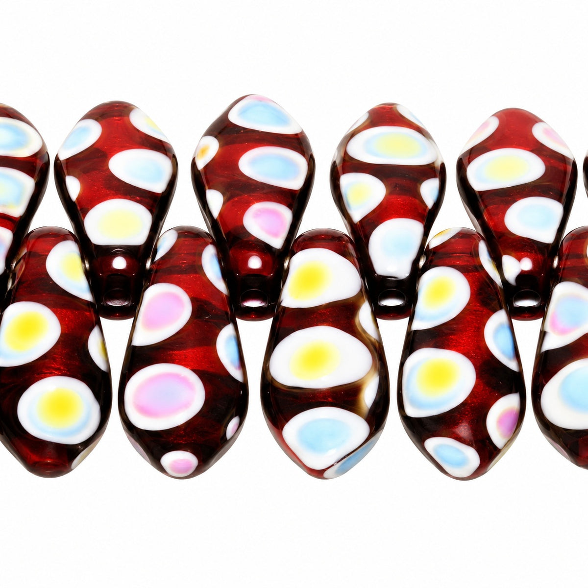 Dagger Beads, Transparent Red 28107 (90110-28107), Glass, Czech Republic