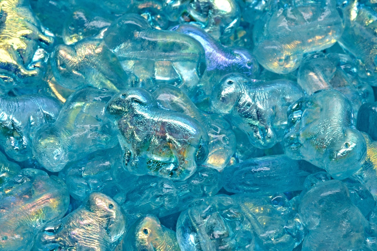 Sheep Pressed Beads, Crystal Ab Light Aqua Blue (00030-28701-34308), Glass, Czech Republic