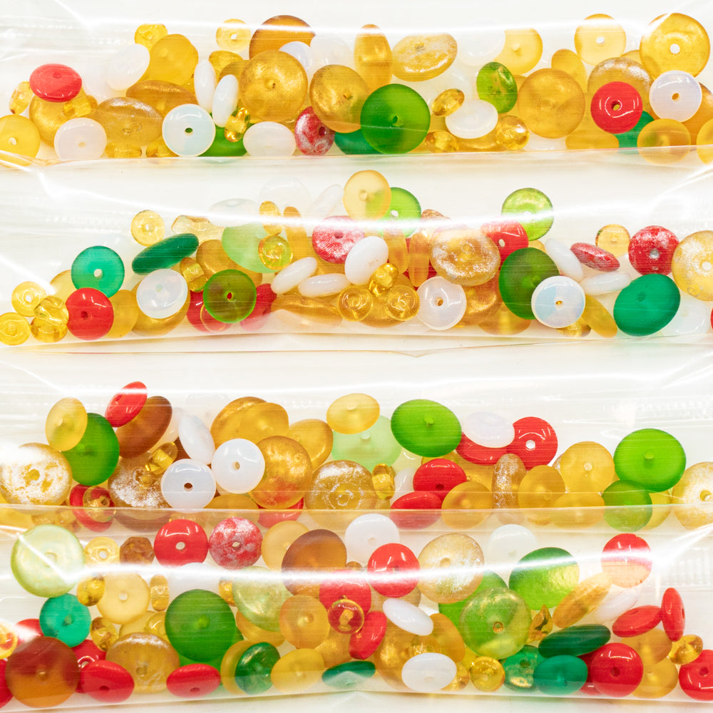 OUTLET 10 克 Rondelle Druck 珠子,混合尺寸,MIX (x),玻璃,捷克共和国