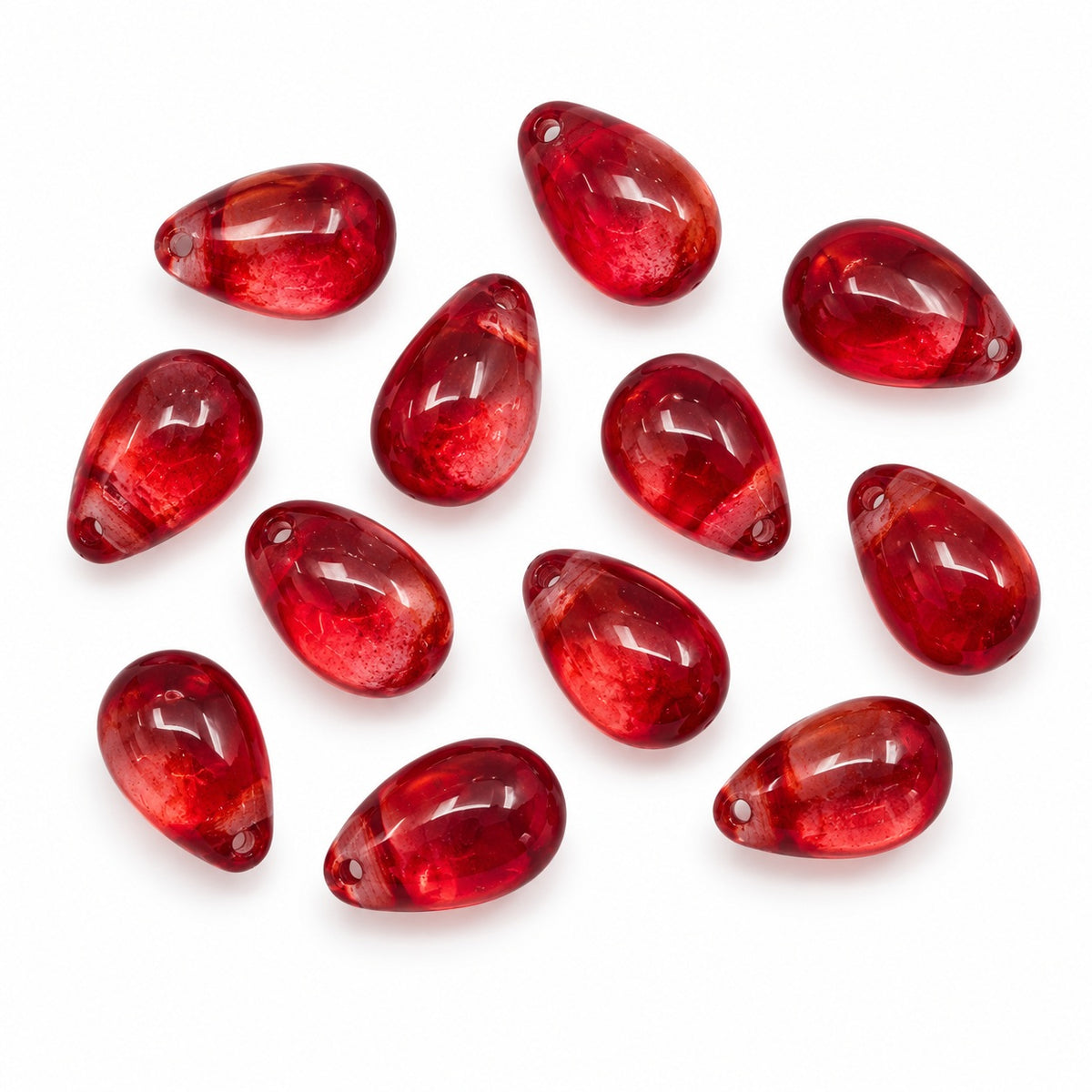 Drop Beads, Transparent Red (90110), Glass, Czech Republic