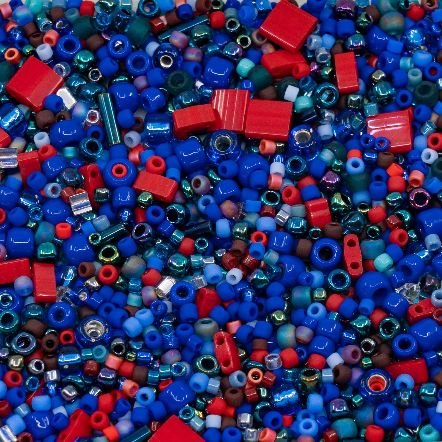 OUTLET 10 grams Toho Miyuku Mixed Seed Beads, Royal Blue Red, Glass, Japan
