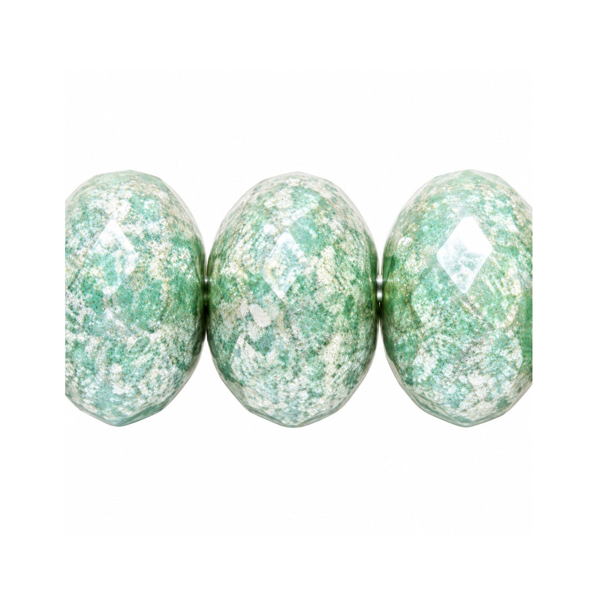 Special Cut Faceted Fire Polished Beads, Opaque Green Terracotta Silver (53110-15481), Glass, Czech Republic
