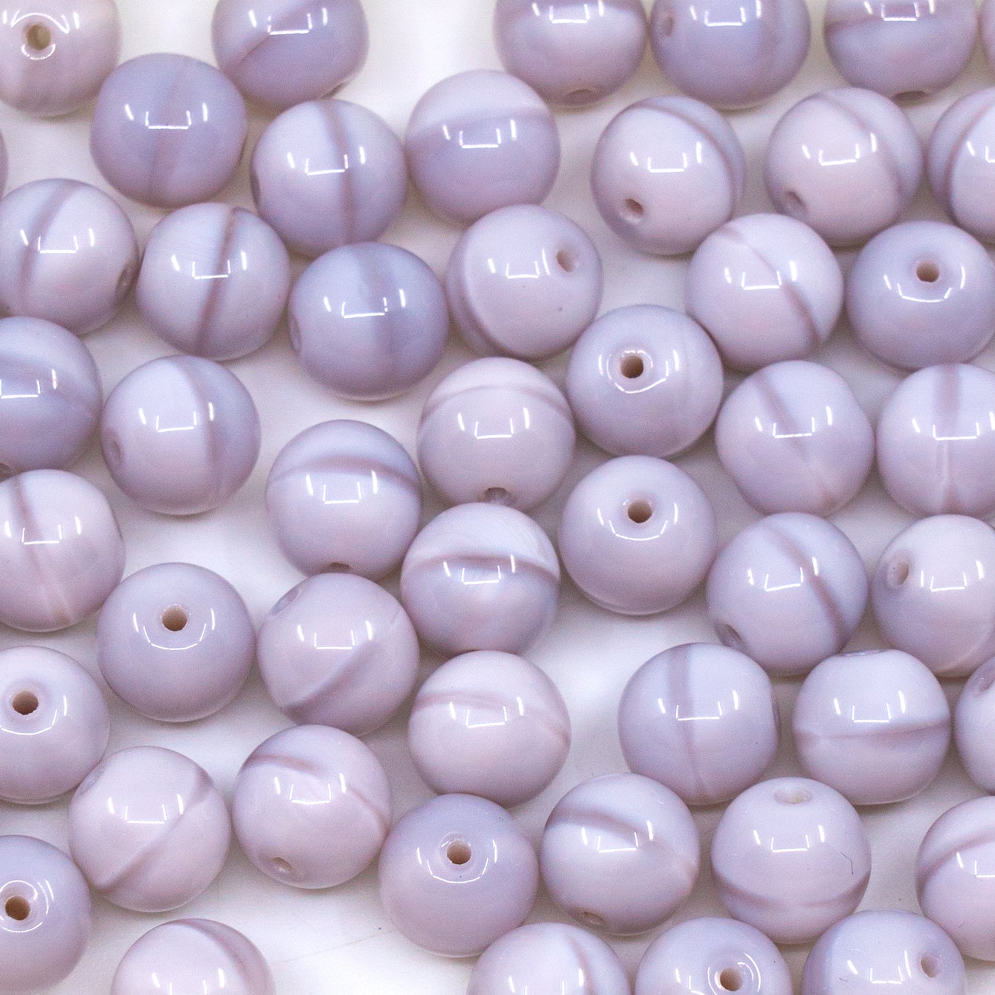 OUTLET 250g/50g Round Druck Beads, 6 x 6 mm, Silk Lavender (24010), Glass, Czech Republic