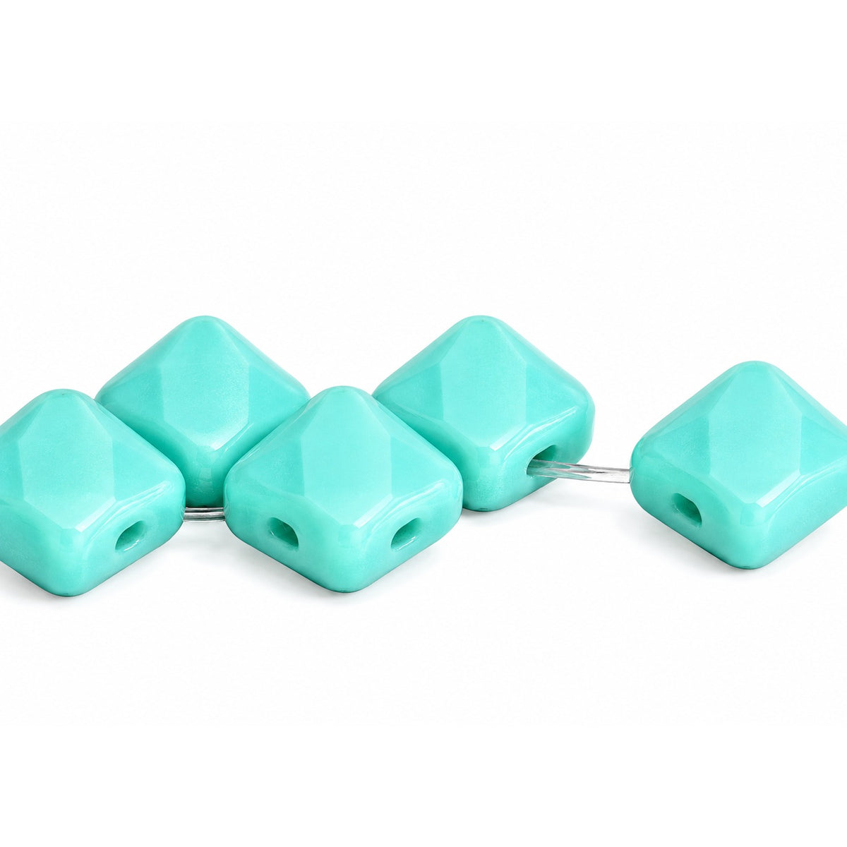 Silky 2-Hole Square Beads, Turquise (63120), Glass, Czech Republic